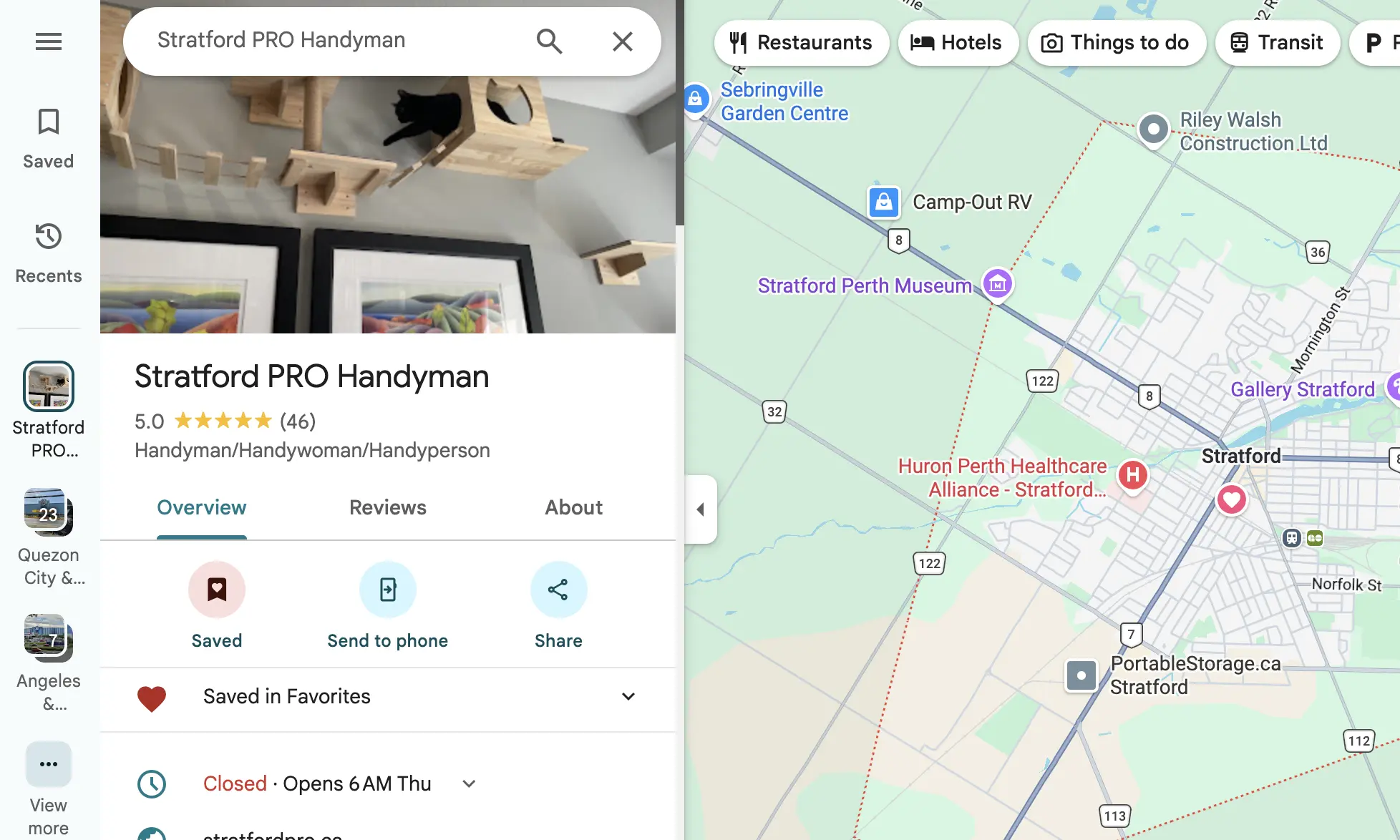 Optimized Google Business Profile for a handyman business with reviews and photos