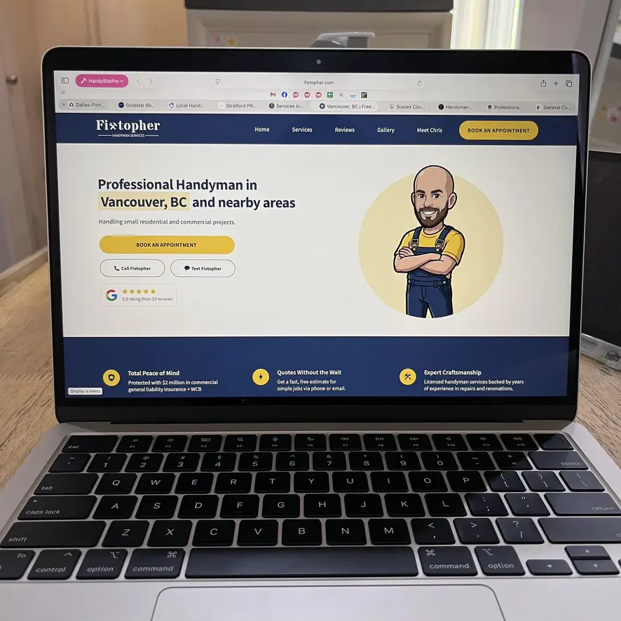 Fixtopher Handyman Services website - handyman web design example by HandySitePro