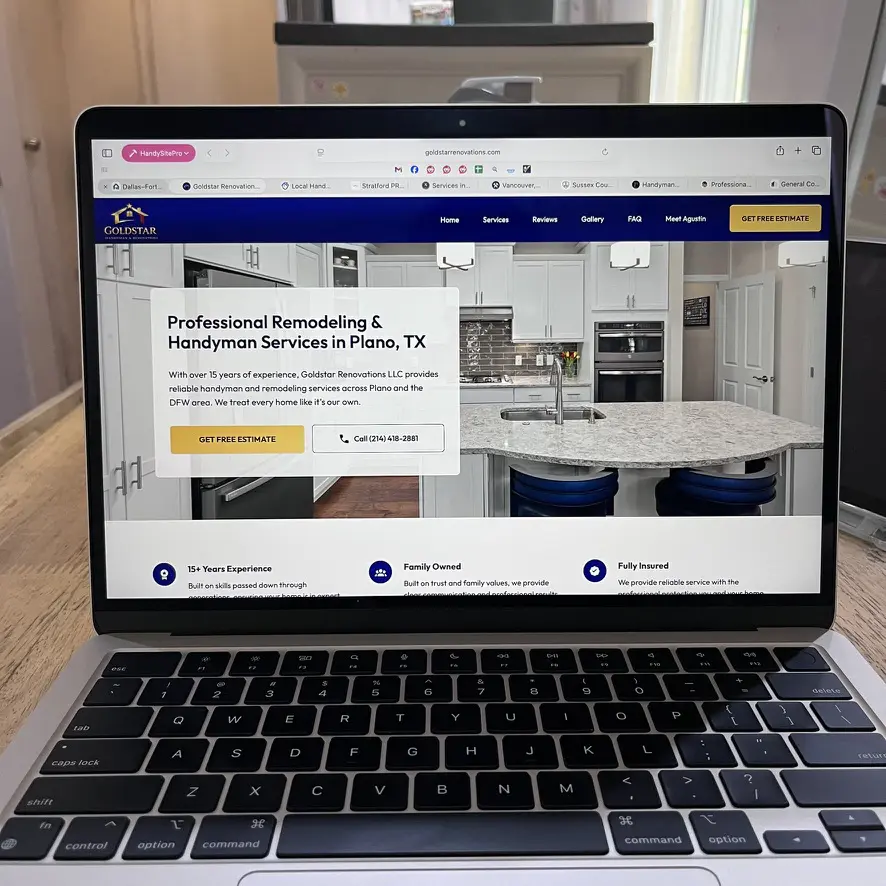 Goldstar Renovations website - Plano handyman web design by HandySitePro