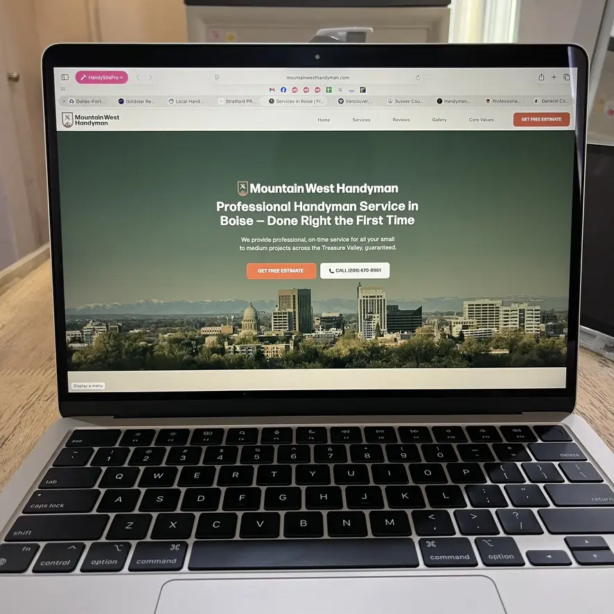 Mountain West Handyman website - handyman web design example by HandySitePro