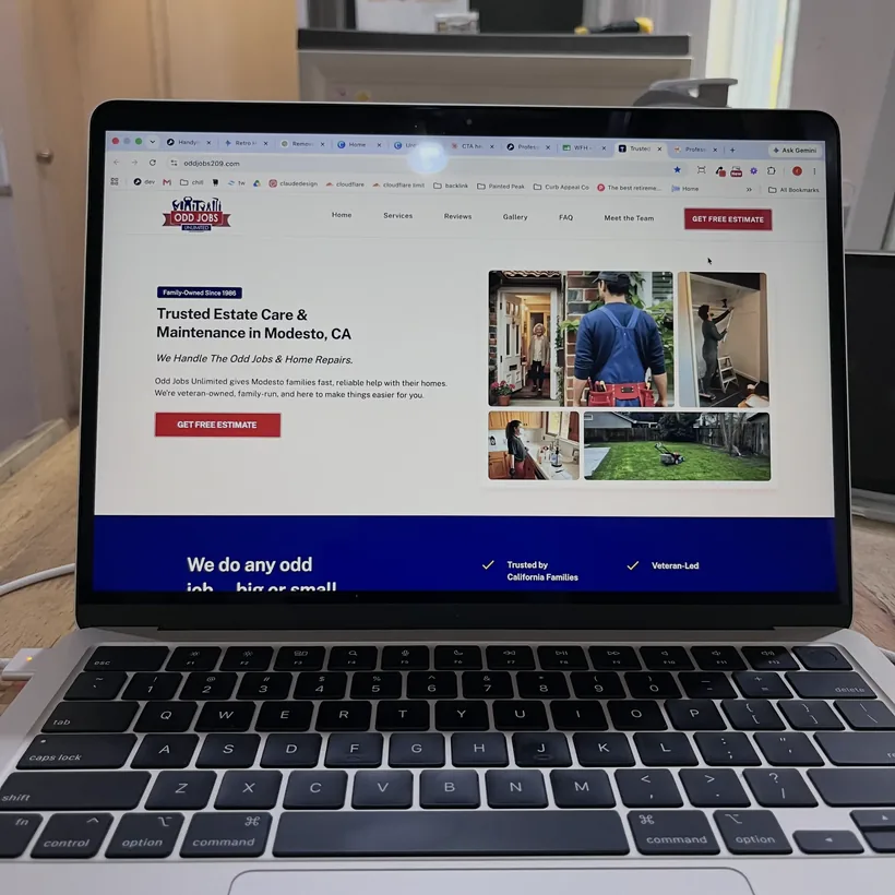 Odd Jobs Unlimited website - handyman web design example by HandySitePro