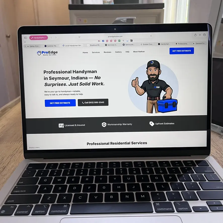example of a custom-coded handyman website built by HandySitePro