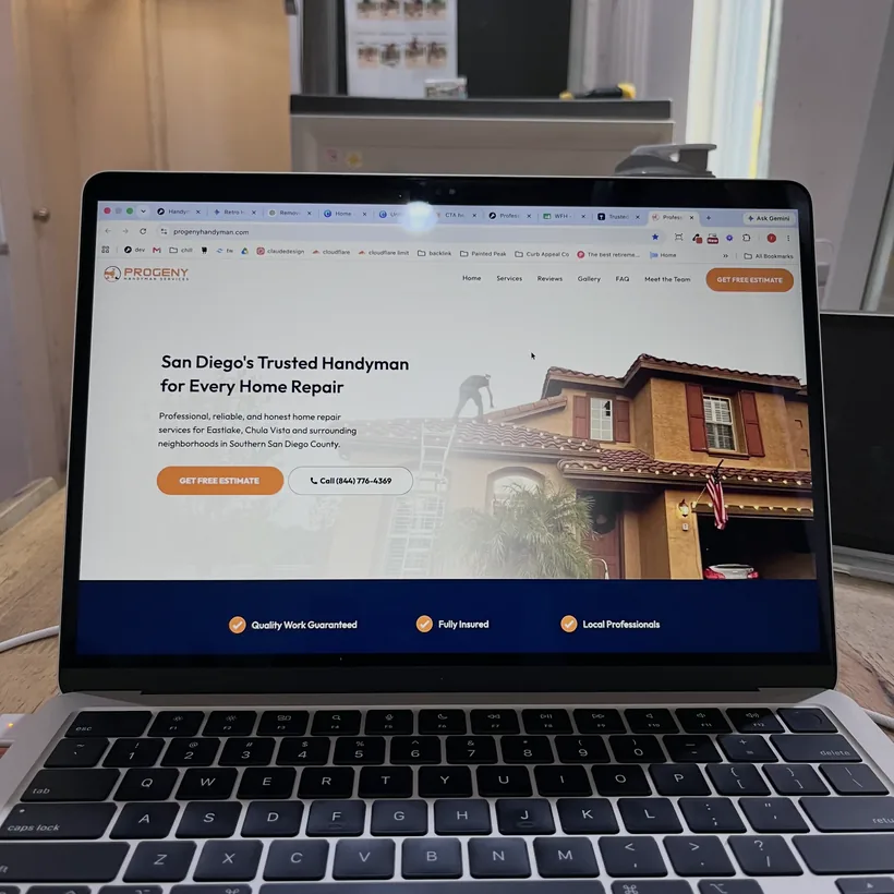 Progeny Handyman website - handyman web design example by HandySitePro