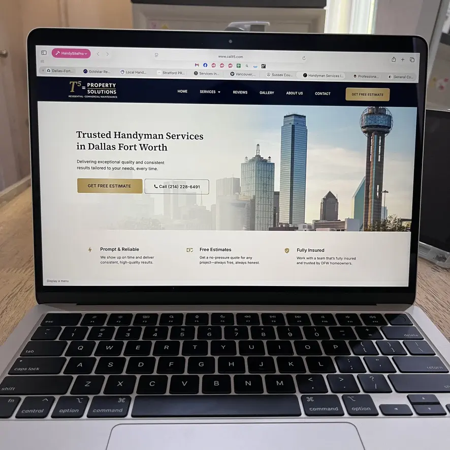 T5 Property Solutions website - Dallas–Fort Worth handyman web design by HandySitePro