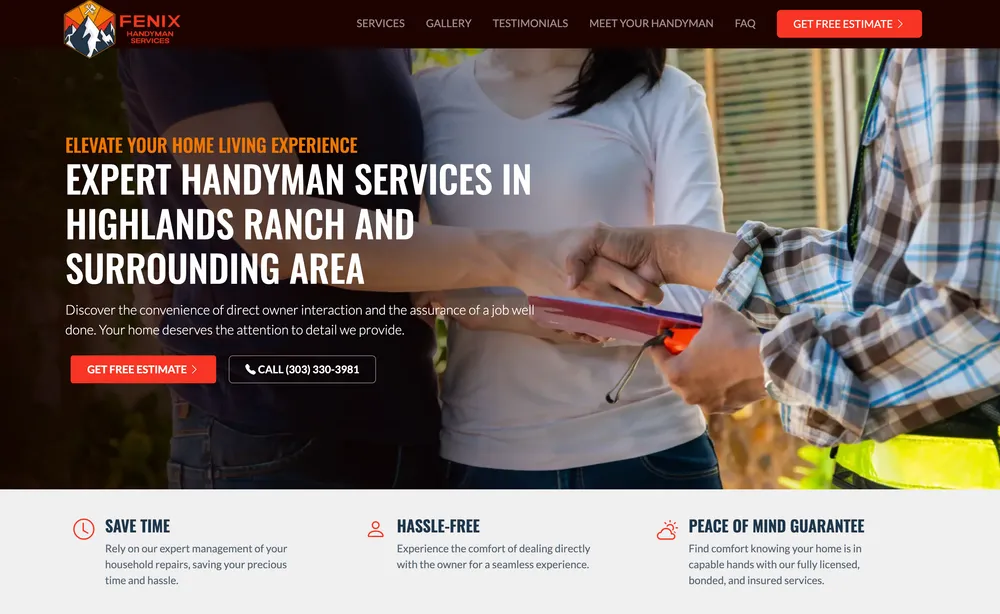 Denver metro client website - Fenix Handyman Services in Highlands Ranch by HandySitePro